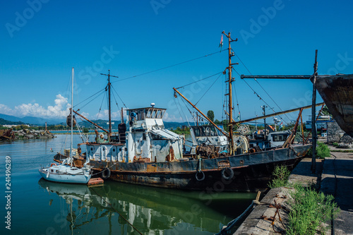 Boats and small ships in harbor