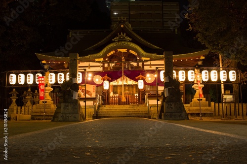 Night time scene at a local shrine in Osaka. © Andrew