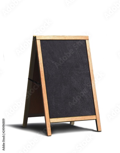 Sidewalk menu board on white background photo