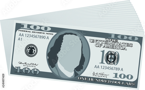 Monochrome Bunch of 100 US dollar banknote