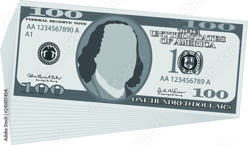 Monochrome Bunch of 100 US dollar banknote