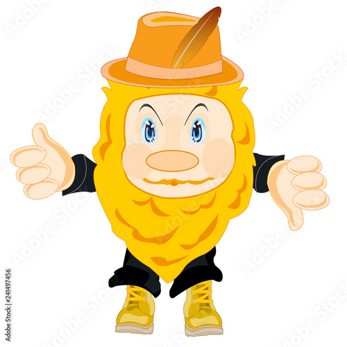 Vector illustration essence brownie in hat and shoe