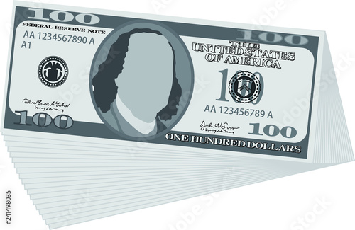 Monochrome Bunch of 100 US dollar banknote