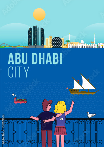 Lovers Wachting Abu Dhabi Skyline