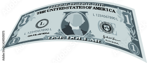 Monochrome Deformed 1 US dollar banknote