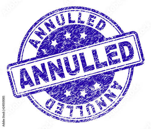 ANNULLED stamp seal watermark with grunge texture. Designed with rounded rectangles and circles. Blue vector rubber print of ANNULLED caption with corroded texture.
