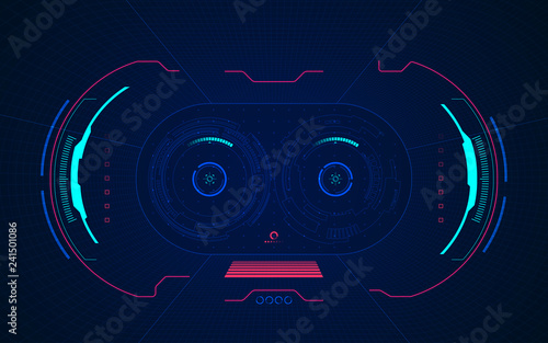 concept of virtual reality or VR technology, point of view from VR glasses digital interface