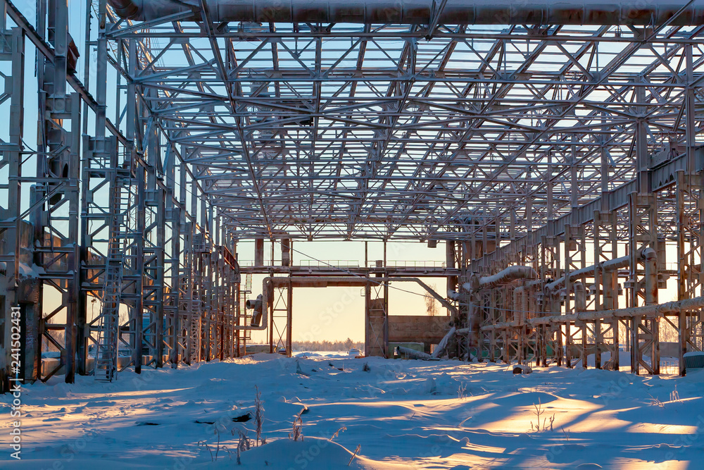 The skeleton of the steel structure of unfinished construction. The skeleton of the steel structure of unfinished construction.