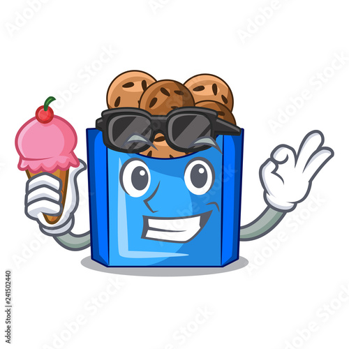 With ice cream falafel in fried on teflon cartoon