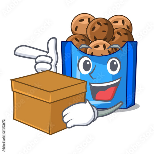 With box falafel in fried on teflon cartoon