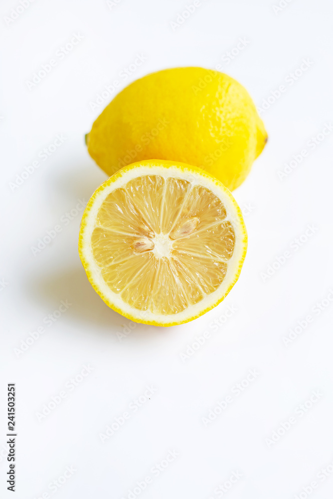 Ripe lemons on white background. Ripe lemons on white background.