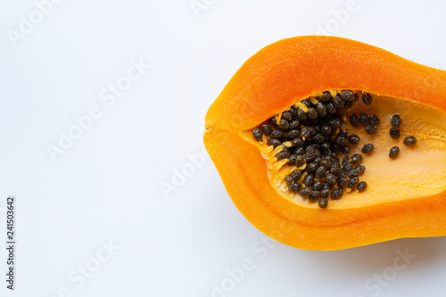 Papaya fruit on a white background.