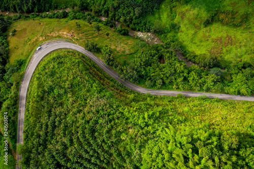 the route on the mountain connecting the city at chiang rai Thailand