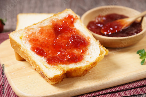 strawberry jam on bread