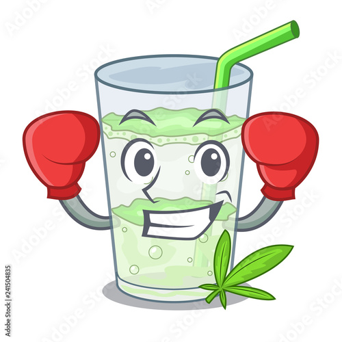 Boxing fresh lassi bhang in glas cartoon