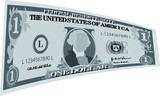 Monochrome Deformed 1 US dollar banknote