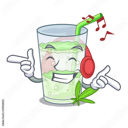 Listening music water lassi bhang in character cup