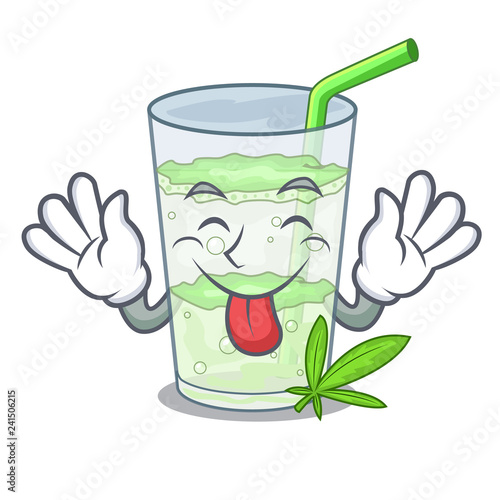 Tongue out juice lassi bhang isolated on mascot