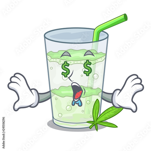 Money eye juice lassi bhang isolated on mascot