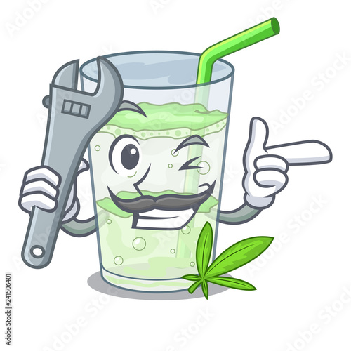 Mechanic juice lassi bhang isolated on mascot