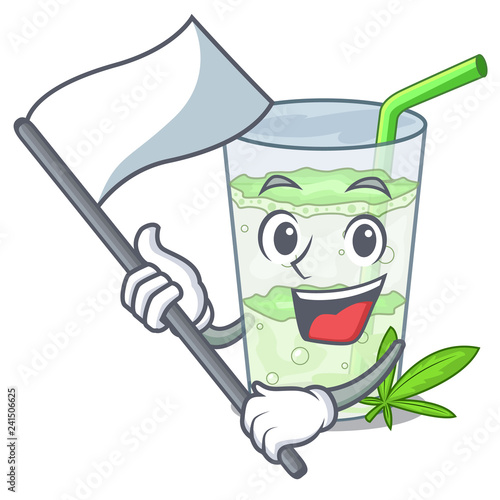 With flag juice lassi bhang isolated on mascot