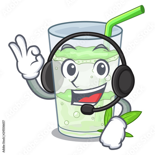 With headphone juice lassi bhang isolated on mascot