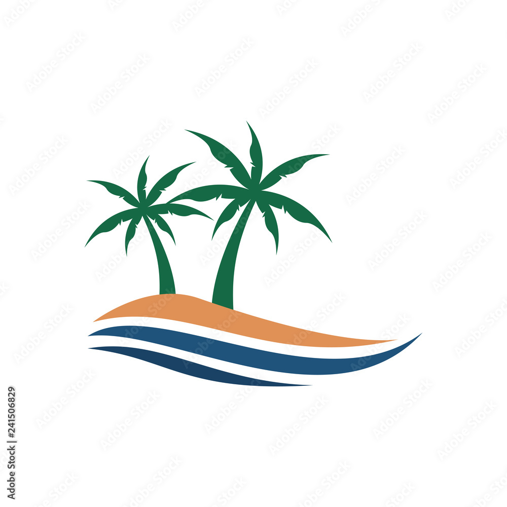 Palm Beach Island View Illustration Graphic
