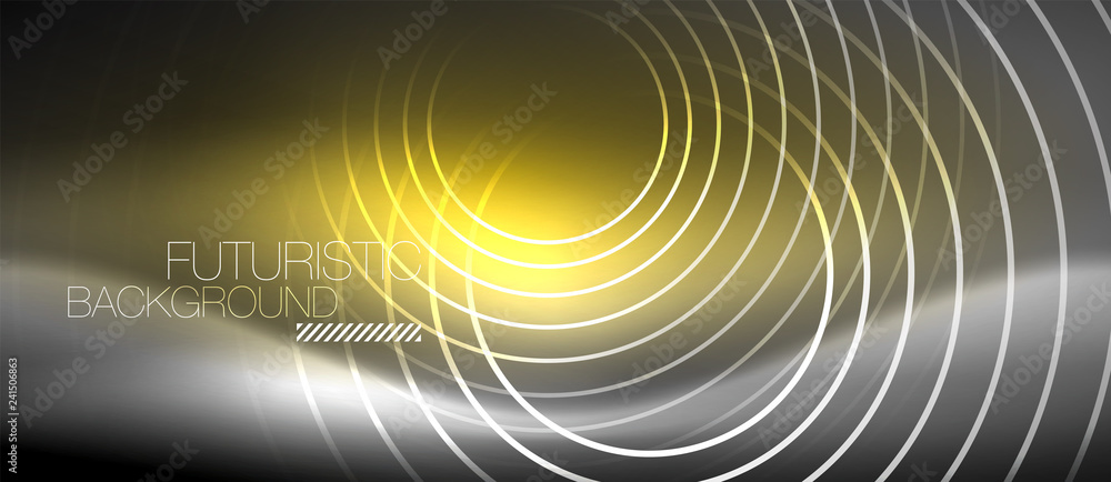 Neon circles abstract background, shiny lines Neon circles abstract background, shiny lines