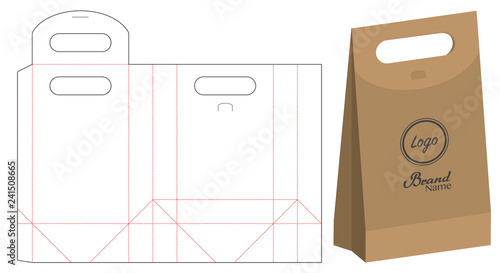 paper bag packaging die-cut and 3d bag mockup