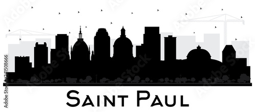 Saint Paul Minnesota City Skyline Silhouette with Black Buildings Isolated on White.
