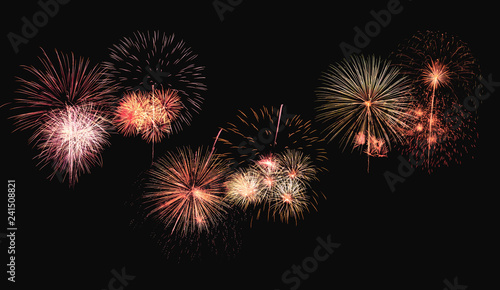 Colorful fireworks explosion on background