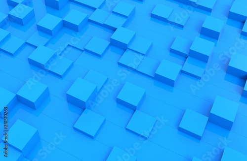 Blue cubes abstract background pattern. 3d illustration.