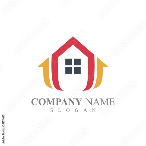 House With Arrow Business Logo Template, Marketing And Investment Symbol, Financial And Property Icon