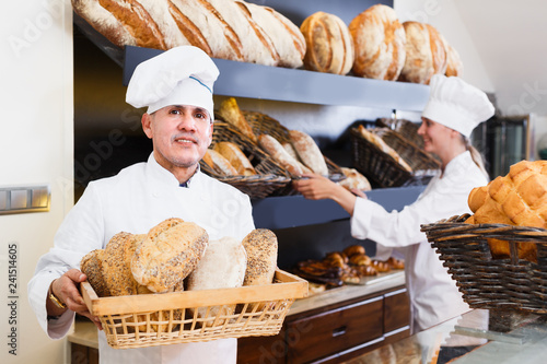 Bakers are with tasty and fresh bread products