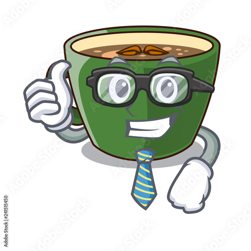 Businessman Indian masala tea on character board