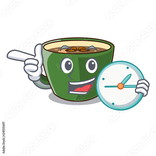 With clock Indian masala tea on character board