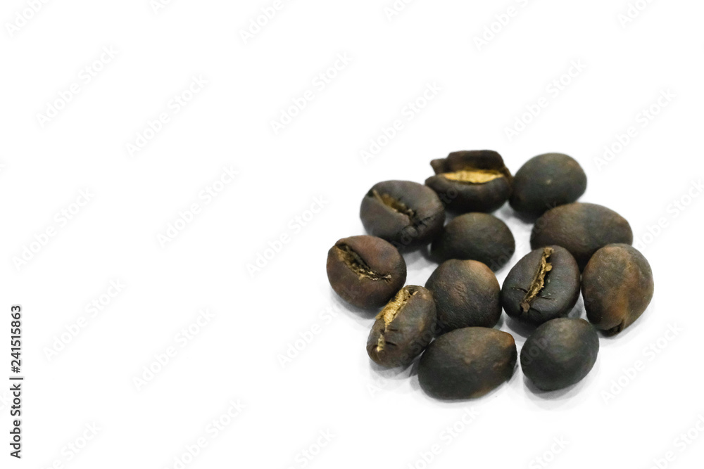 Coffee beans background texture isolated on white background with copy space for text. Royalty high-quality free stock macro photo image roasted brown, black coffee bean isolated on white background Coffee beans background texture isolated on white background with copy space for text. Royalty high-quality free stock macro photo image roasted brown, black coffee bean isolated on white background