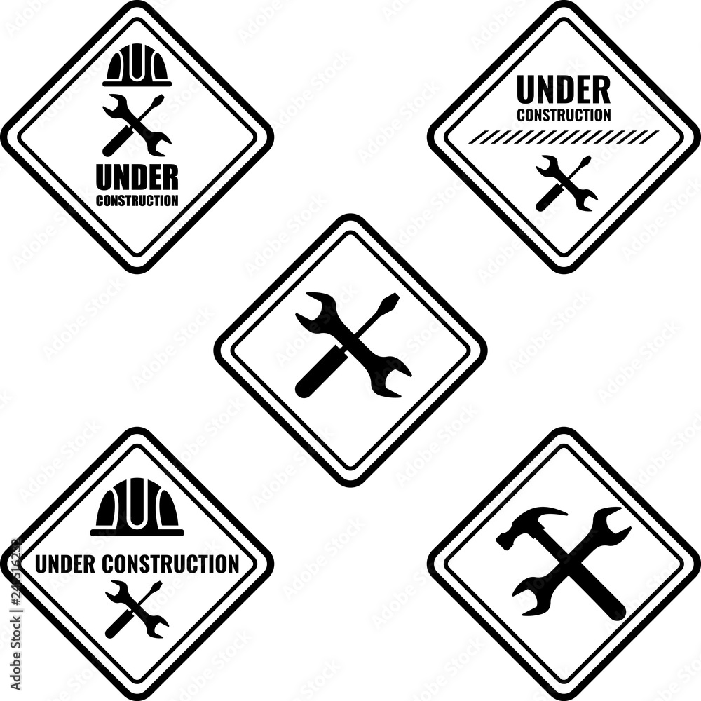 Warning sign under construction. Vector Logo concept. Warning sign under construction. Vector Logo concept.
