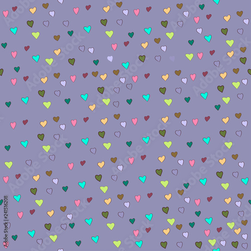 Seamless pattern for Valentine s Day. Hearts on blue isolated background. vector illustration