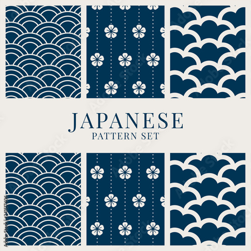 Japanese-inspired pattern vector set