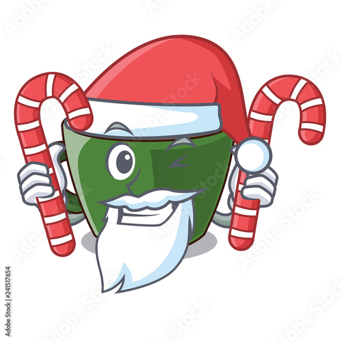 Santa with candy indian masala tea isolated on mascot