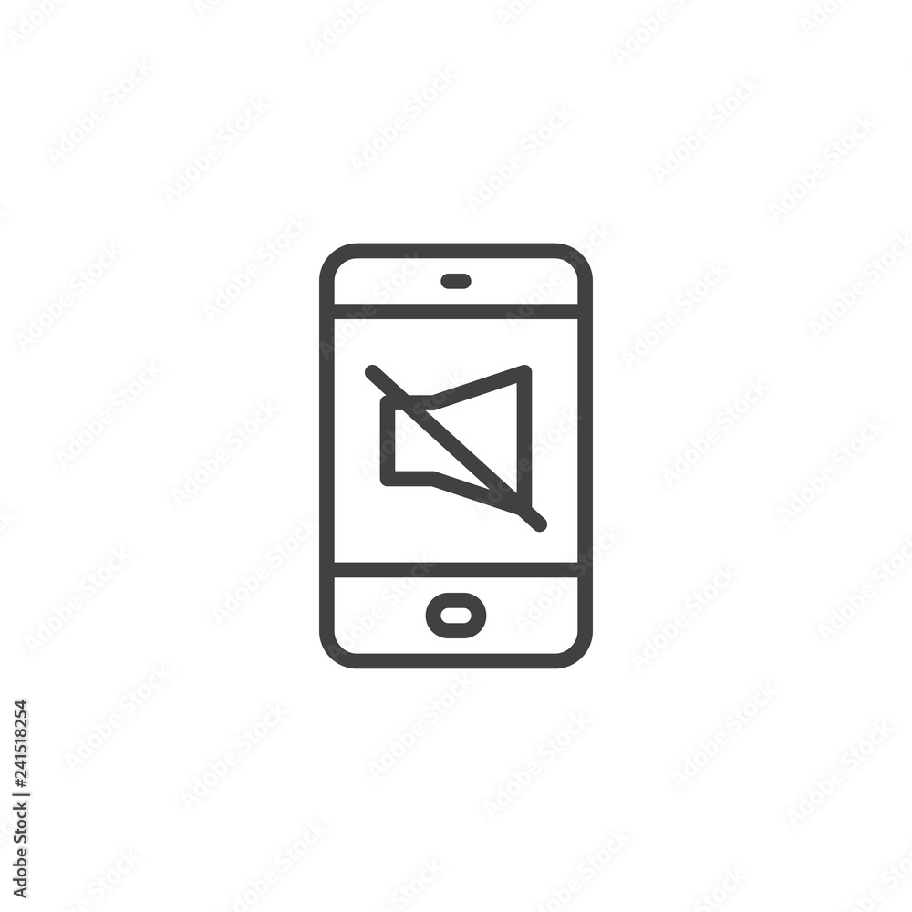 Smartphone silent mode outline icon. linear style sign for mobile concept and web design. Tablet screen with loudspeaker simple line vector icon. Symbol, logo illustration. Pixel perfect vector Smartphone silent mode outline icon. linear style sign for mobile concept and web design. Tablet screen with loudspeaker simple line vector icon. Symbol, logo illustration. Pixel perfect vector