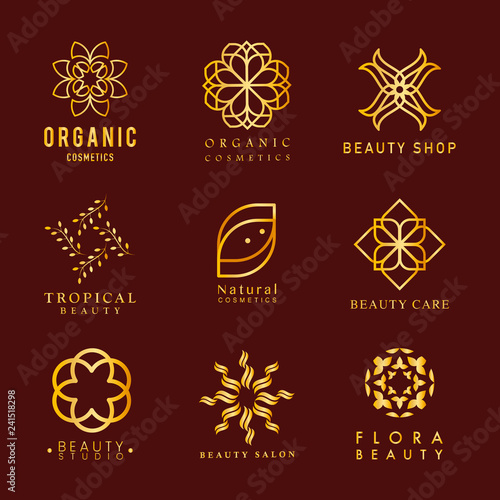 Collection of organic cosmetics logo vector