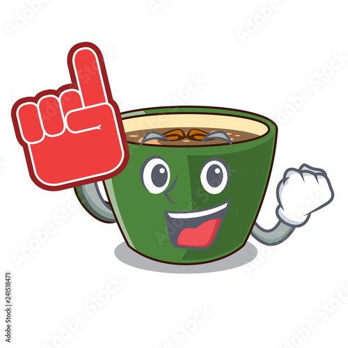 Foam finger indian masala tea isolated on mascot