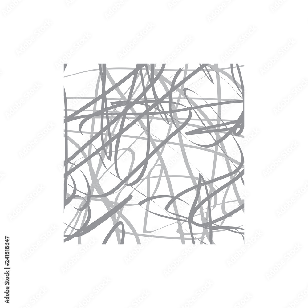 Vector logo, scribble of a wool clew. Confusion of lines inside a square frame Vector logo, scribble of a wool clew. Confusion of lines inside a square frame