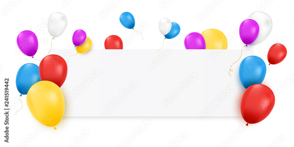 Blank banner with color balloons