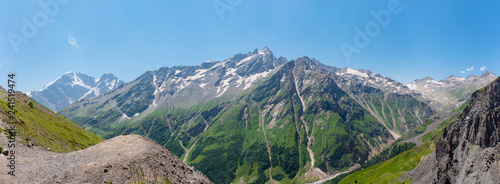 Landscape of mountains in sunny weather. Caucasus