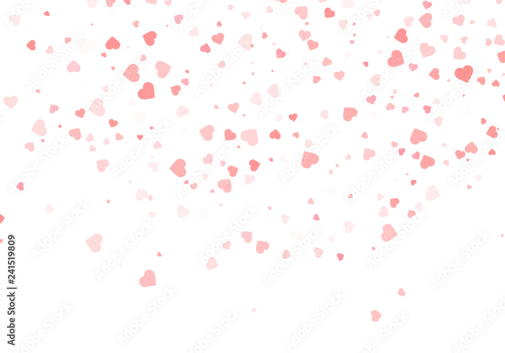 Heart confetti falling down isolated. Valentines day concept. 