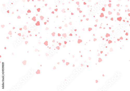 Heart confetti falling down isolated. Valentines day concept. 