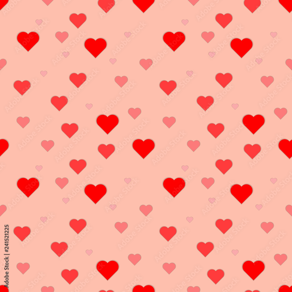 Vector seamless pattern with hearts. Surface for wrapping paper, shirts, cloths, Digital paper
